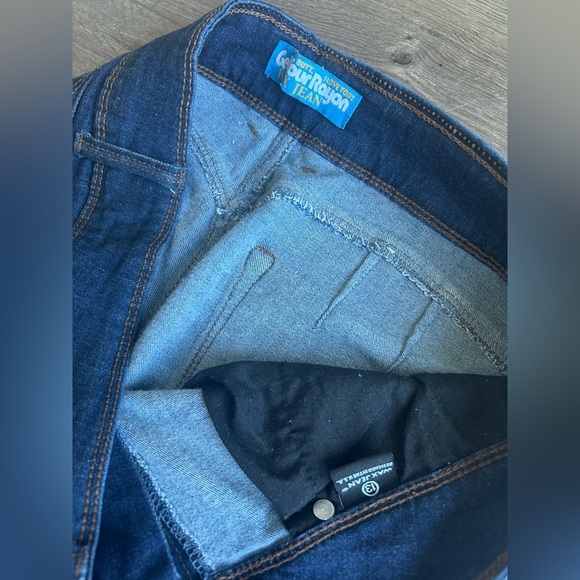 Distressed Blue Wax Rayon Jeans - Picture 2 of 3